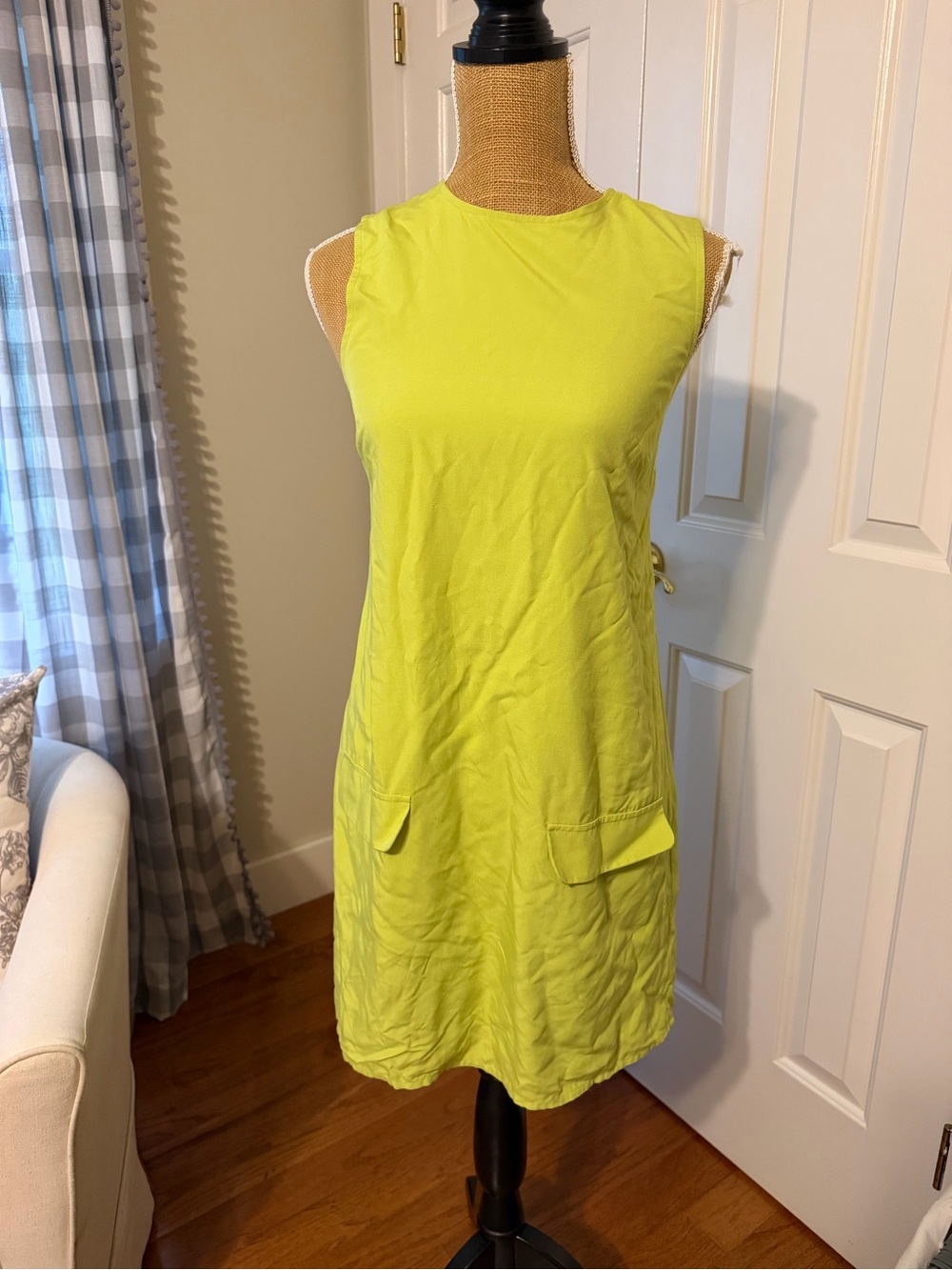 Sleeveless Lime Shift Dress - Bright Yellow-Green